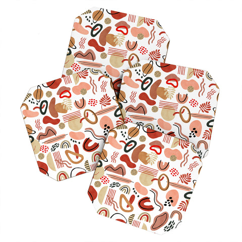 Marta Barragan Camarasa Modern reddish abstract shapes Coaster Set