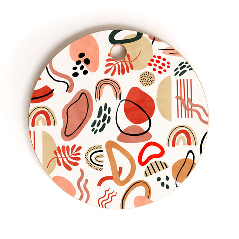 Marta Barragan Camarasa Modern reddish abstract shapes Cutting Board Round
