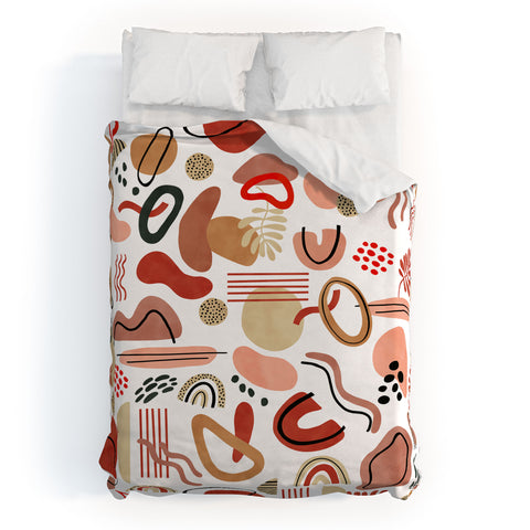 Marta Barragan Camarasa Modern reddish abstract shapes Duvet Cover