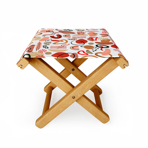 Marta Barragan Camarasa Modern reddish abstract shapes Folding Stool