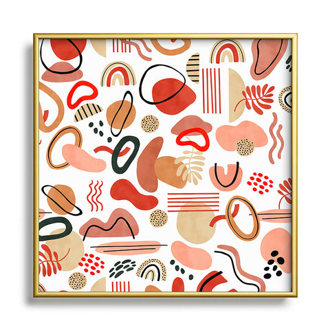 Marta Barragan Camarasa Modern reddish abstract shapes Square Metal Framed Art Print