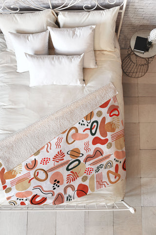 Marta Barragan Camarasa Modern reddish abstract shapes Fleece Throw Blanket