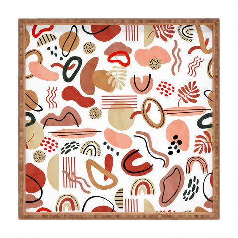 Marta Barragan Camarasa Modern reddish abstract shapes Square Tray