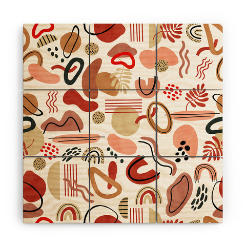Marta Barragan Camarasa Modern reddish abstract shapes Wood Wall Mural