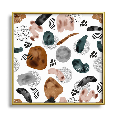 Marta Barragan Camarasa Modern shapes and points Square Metal Framed Art Print