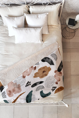 Marta Barragan Camarasa Modern shapes and points Fleece Throw Blanket