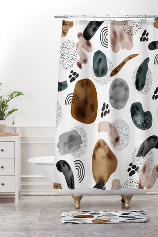 Marta Barragan Camarasa Modern shapes and points Shower Curtain And Mat