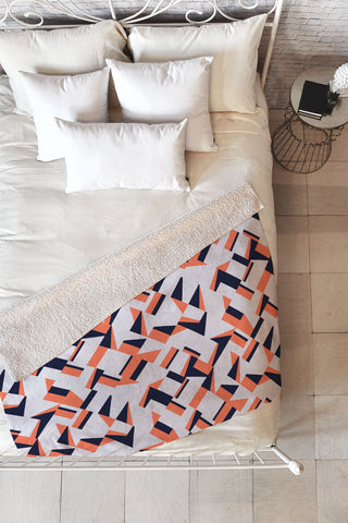 Marta Barragan Camarasa Modern tile geometric Fleece Throw Blanket