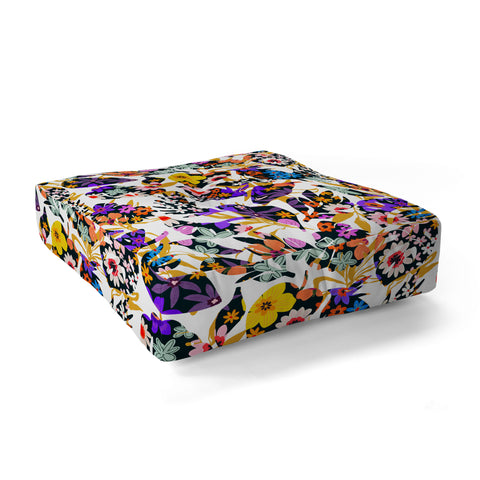 Marta Barragan Camarasa Modern tropical floral Floor Pillow Square