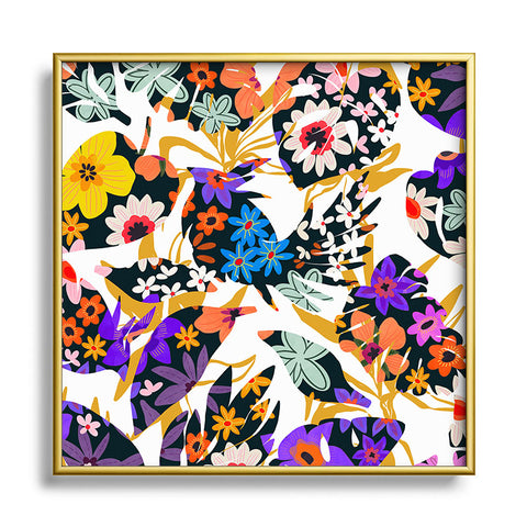 Marta Barragan Camarasa Modern tropical floral Metal Square Framed Art Print