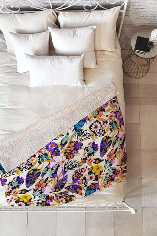 Marta Barragan Camarasa Modern tropical floral Fleece Throw Blanket