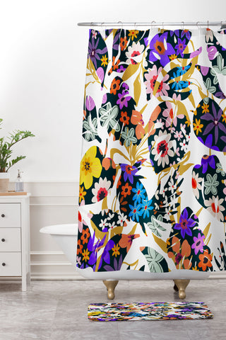 Marta Barragan Camarasa Modern tropical floral Shower Curtain And Mat