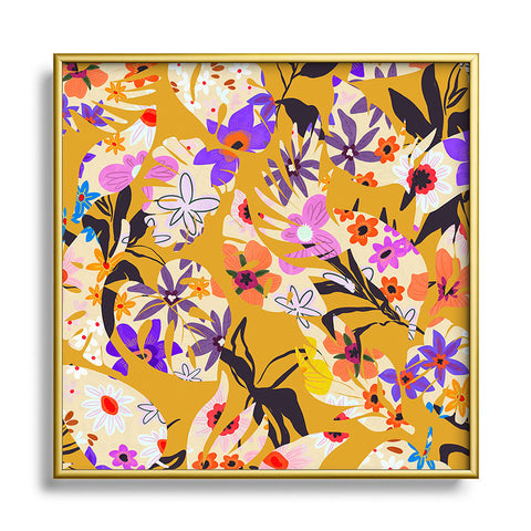 Marta Barragan Camarasa Modern tropical garden floral Metal Square Framed Art Print