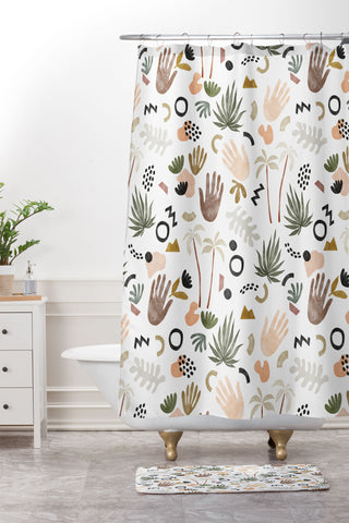 Marta Barragan Camarasa Modern tropical shapes Shower Curtain And Mat
