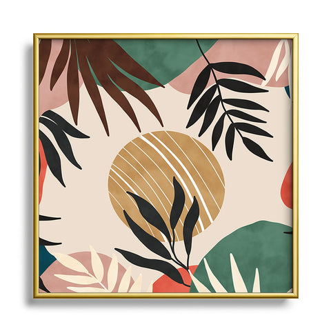 Marta Barragan Camarasa Modern tropical sunrise G Square Metal Framed Art Print