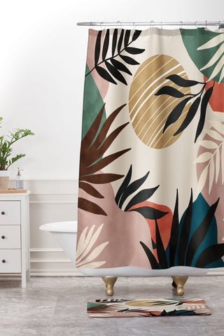 Marta Barragan Camarasa Modern tropical sunrise G Shower Curtain And Mat