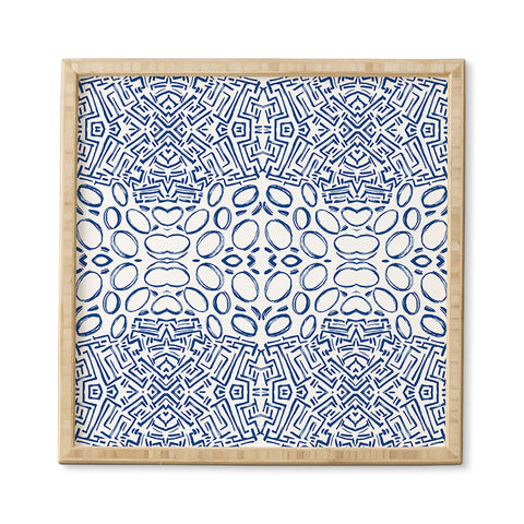 Marta Barragan Camarasa Mosaic brush strokes indigo Framed Wall Art