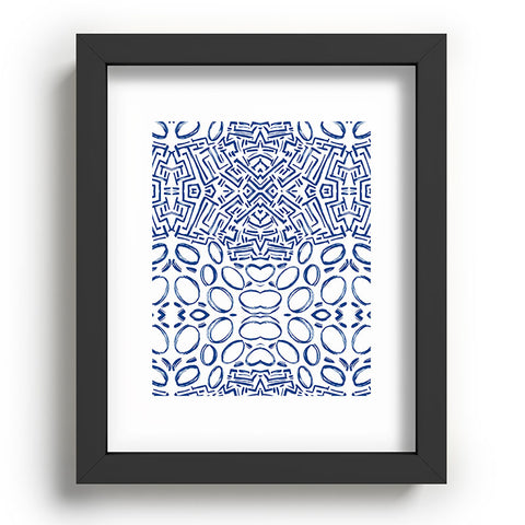 Marta Barragan Camarasa Mosaic brush strokes indigo Recessed Framing Rectangle