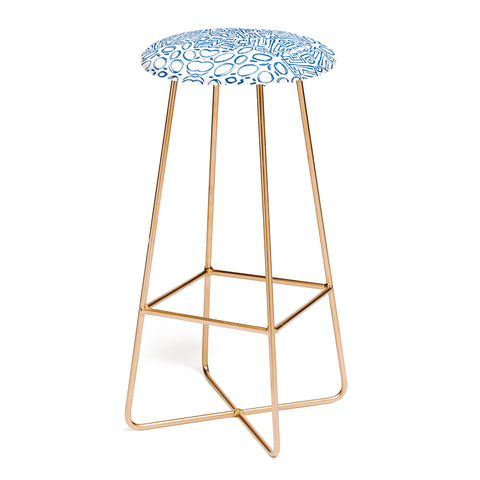 Marta Barragan Camarasa Mosaic brush strokes indigo Bar Stool