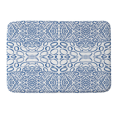 Marta Barragan Camarasa Mosaic brush strokes indigo Memory Foam Bath Mat