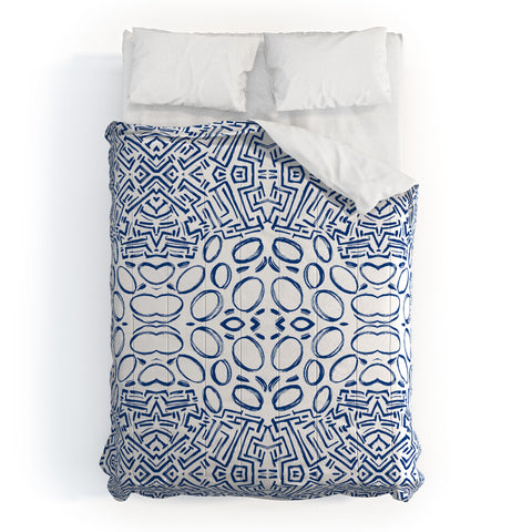 Marta Barragan Camarasa Mosaic brush strokes indigo Comforter