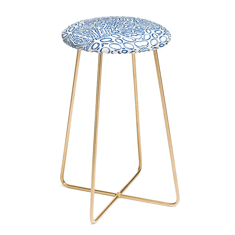 Marta Barragan Camarasa Mosaic brush strokes indigo Counter Stool