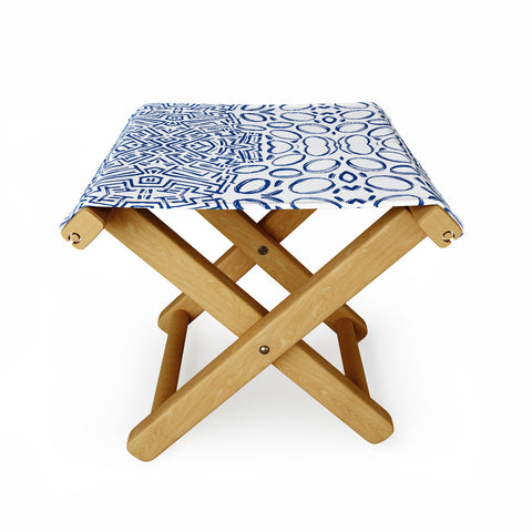 Marta Barragan Camarasa Mosaic brush strokes indigo Folding Stool