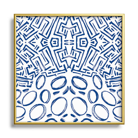 Marta Barragan Camarasa Mosaic brush strokes indigo Square Metal Framed Art Print