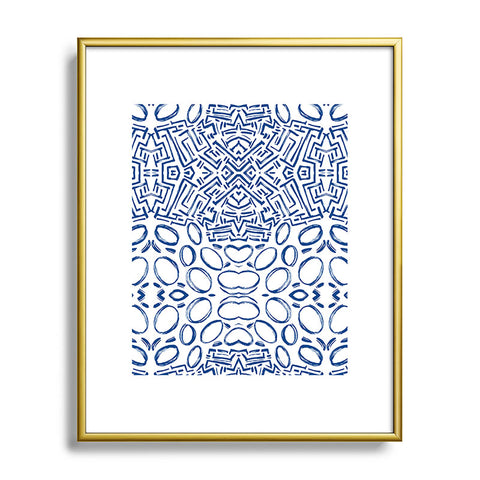 Marta Barragan Camarasa Mosaic brush strokes indigo Metal Framed Art Print