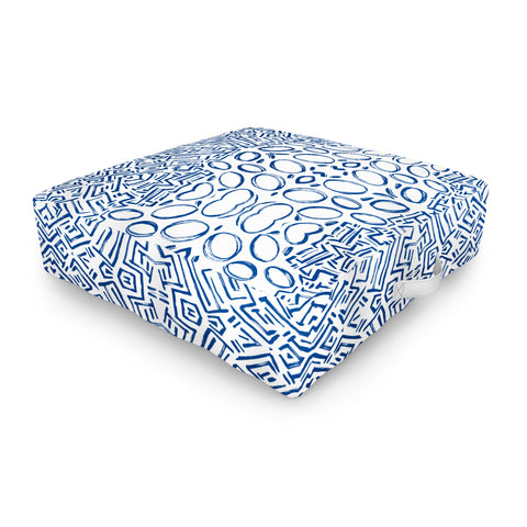 Marta Barragan Camarasa Mosaic brush strokes indigo Outdoor Floor Cushion