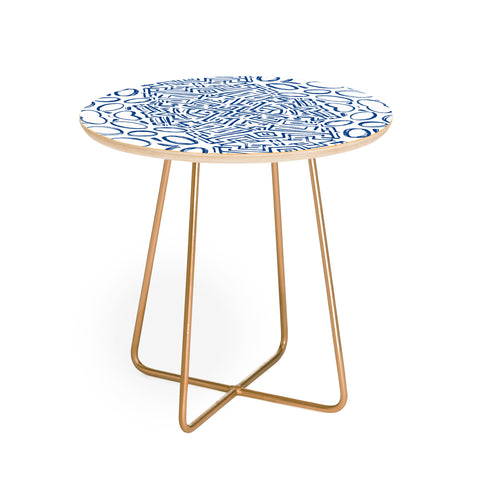Marta Barragan Camarasa Mosaic brush strokes indigo Round Side Table