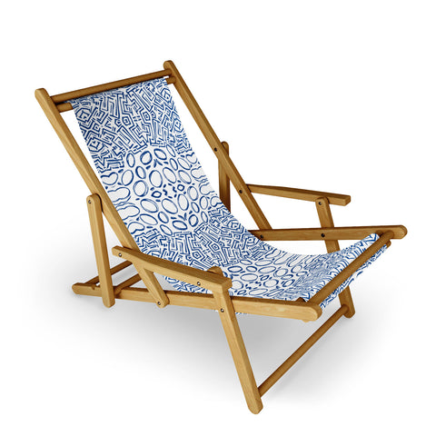 Marta Barragan Camarasa Mosaic brush strokes indigo Sling Chair