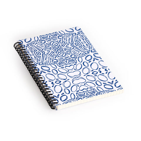 Marta Barragan Camarasa Mosaic brush strokes indigo Spiral Notebook