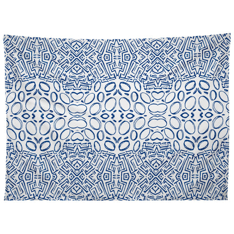 Marta Barragan Camarasa Mosaic brush strokes indigo Tapestry