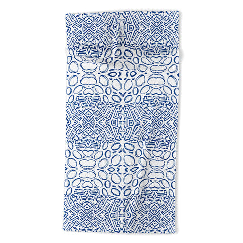 Marta Barragan Camarasa Mosaic brush strokes indigo Beach Towel