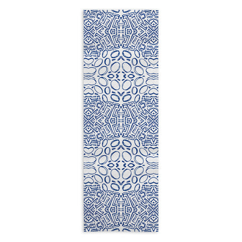 Marta Barragan Camarasa Mosaic brush strokes indigo Yoga Towel