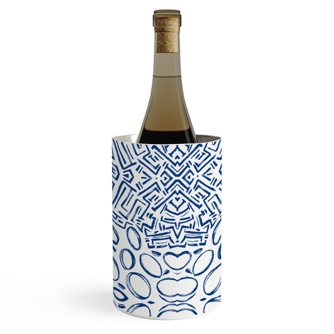 Marta Barragan Camarasa Mosaic brush strokes indigo Wine Chiller