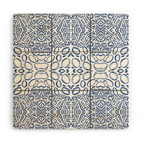 Marta Barragan Camarasa Mosaic brush strokes indigo Wood Wall Mural