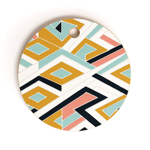 Marta Barragan Camarasa Mosaic geometric shapes Cutting Board Round