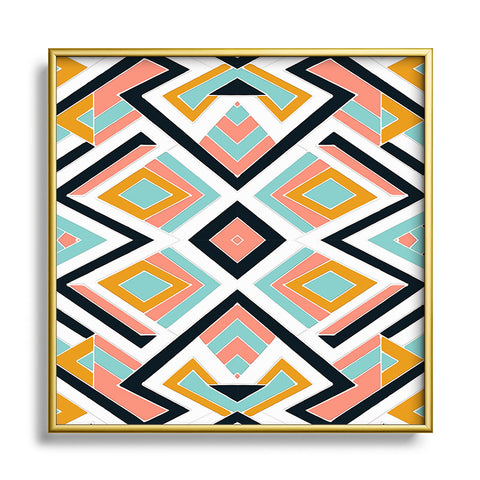 Marta Barragan Camarasa Mosaic geometric shapes Square Metal Framed Art Print