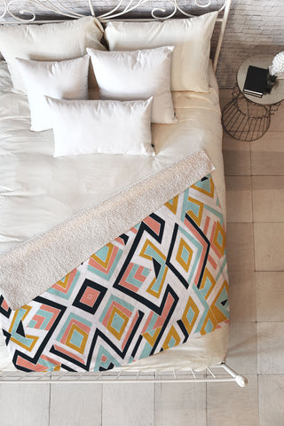 Marta Barragan Camarasa Mosaic geometric shapes Fleece Throw Blanket