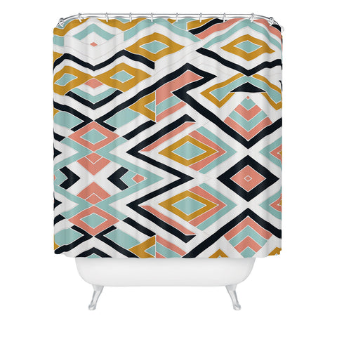 Marta Barragan Camarasa Mosaic geometric shapes Shower Curtain