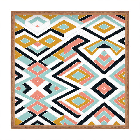 Marta Barragan Camarasa Mosaic geometric shapes Square Tray