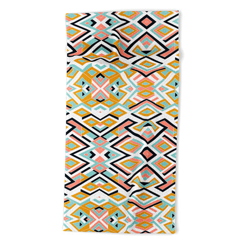 Marta Barragan Camarasa Mosaic geometric shapes Beach Towel