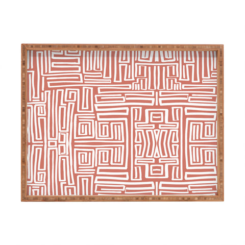 Marta Barragan Camarasa Mosaic of abstract lines I Rectangular Tray