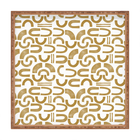 Marta Barragan Camarasa Mosaic of curved shapes II Square Tray