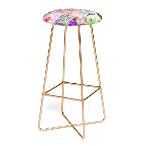 Marta Barragan Camarasa Mosaic of nature and butterflies Bar Stool