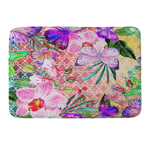 Marta Barragan Camarasa Mosaic of nature and butterflies Memory Foam Bath Mat