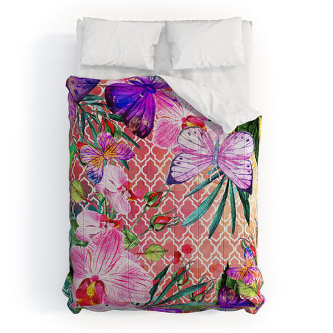 Marta Barragan Camarasa Mosaic of nature and butterflies Comforter