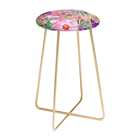 Marta Barragan Camarasa Mosaic of nature and butterflies Counter Stool